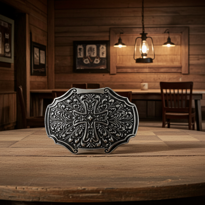 RLB506 - RockinLeather Silver Cross Belt Buckle