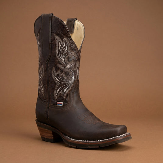 2133 - RockinLeather Women's Dark Brown Western Boot With Narrow Square Toe