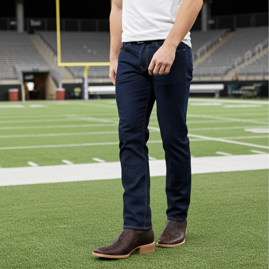 1190 - RockinLeather Men's Stamped Cowhide Leather Boot