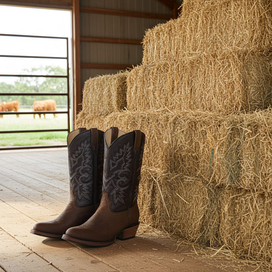 1228 - RockinLeather Men's Round Toe Gaucho Brown Western Boot