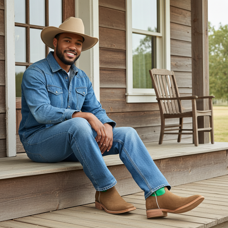 Load image into Gallery viewer, 1107 - RockinLeather Men&#39;s Buckaroo Green Shaft Western Boot
