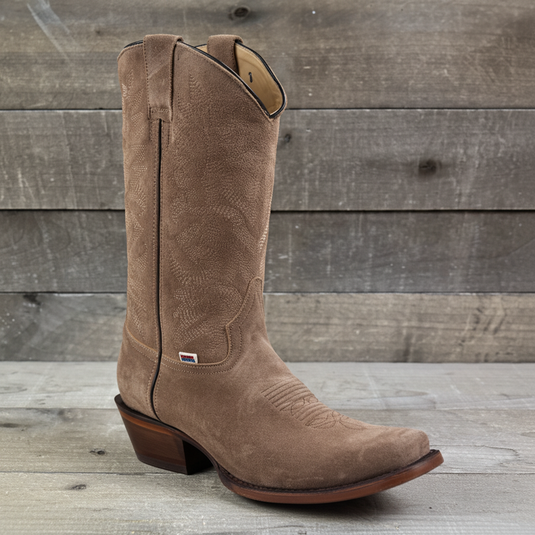 1227 - RockinLeather Men's Tan Roughout Narrow Square Toe Western Boot