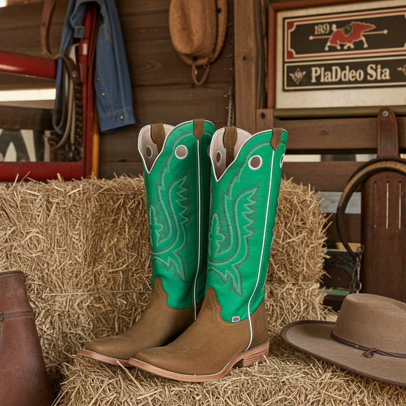 Load image into Gallery viewer, 1107 - RockinLeather Men&#39;s Buckaroo Green Shaft Western Boot
