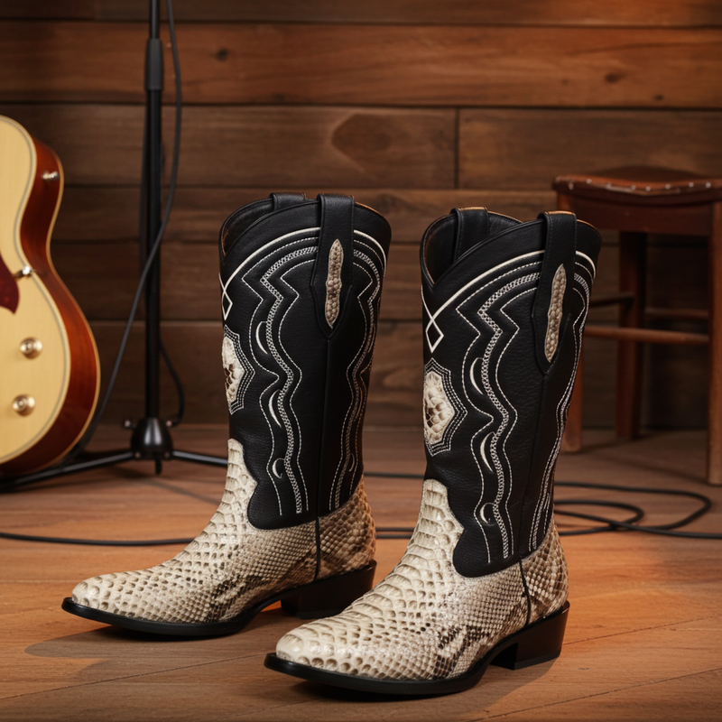Load image into Gallery viewer, 8004 - RockinLeather Men&#39;s Genuine Natural Python Boots
