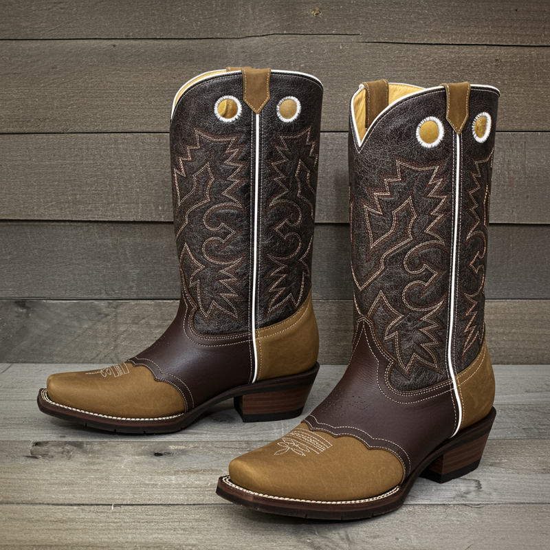 Load image into Gallery viewer, 1136 - RockinLeather Men&#39;s Distressed Brown Narrow Square Toe Western Boot With Overlay
