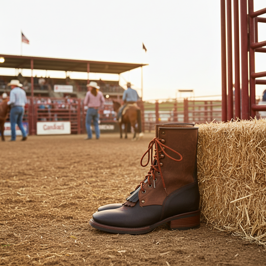 1258 - RockinLeather Men's Square Toe Lace Up Packer Western Boot