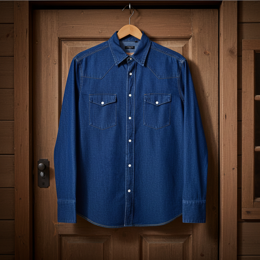 RLLSMS02 - RockinLeather Men's 7.1 oz Dark Denim Western Shirt