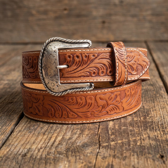 B1025 - RockinLeather Cognac Cowhide Leather Belt