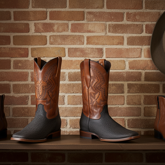 8000 - RockinLeather Men's Distressed Brown Genuine Sharkskin Boots