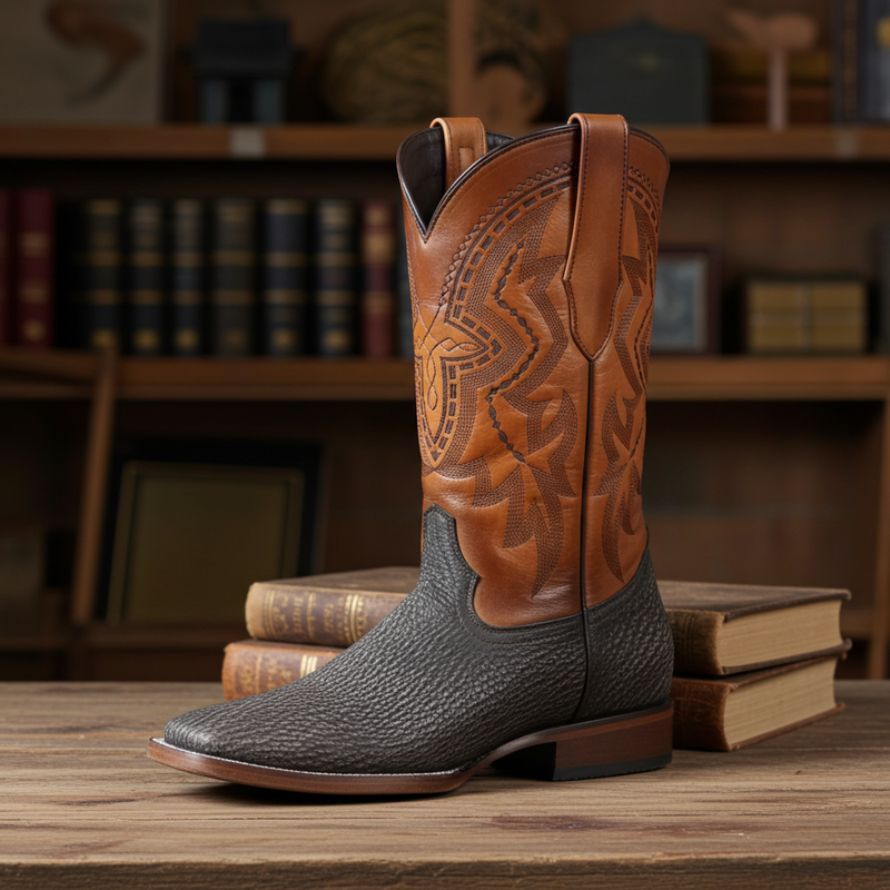 8000 - RockinLeather Men's Distressed Brown Genuine Sharkskin Boots 8000 - RockinLeather Men's Distressed Brown Genuine Sharkskin Boots