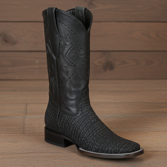 8003 - RockinLeather Men's Distressed Black Genuine Sharkskin Boots