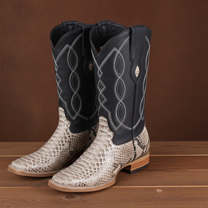 Load image into Gallery viewer, 8005 - RockinLeather Men&#39;s Natural Python Square Toe Western Boot
