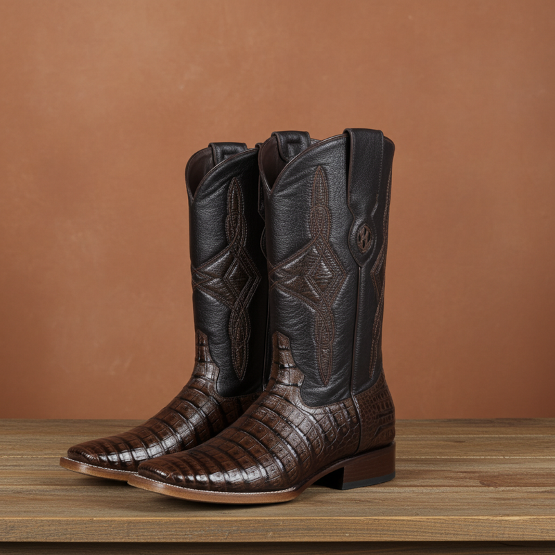 Load image into Gallery viewer, 8007 - RockinLeather Men&#39;s Infinity Caiman Square Toe Western Boot
