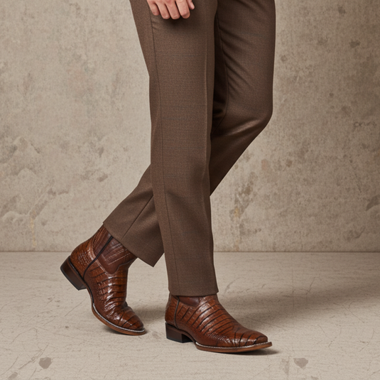 8008 - RockinLeather Men's Sidney Caiman Square Toe Western Boot