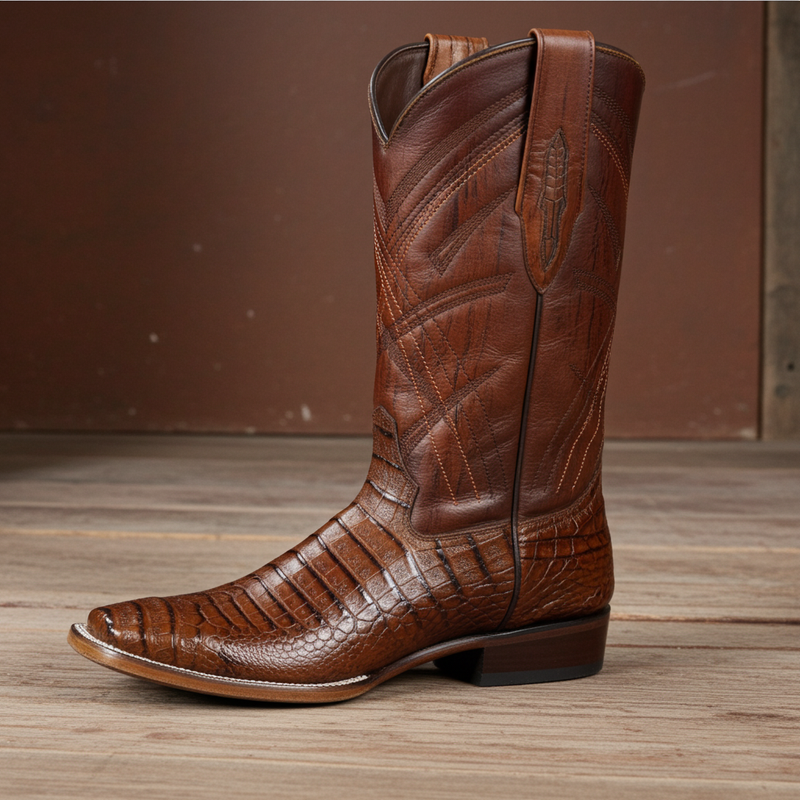 Load image into Gallery viewer, 8008 - RockinLeather Men&#39;s Sidney Caiman Square Toe Western Boot
