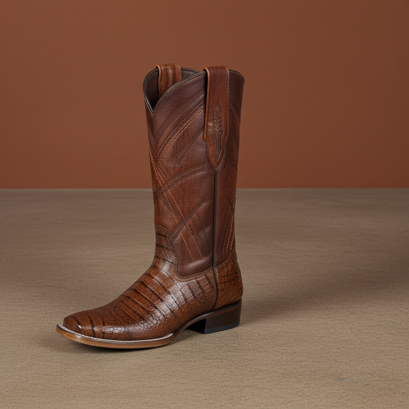 Load image into Gallery viewer, 8008 - RockinLeather Men&#39;s Sidney Caiman Square Toe Western Boot
