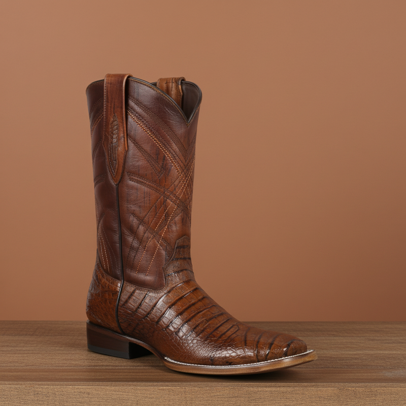 Load image into Gallery viewer, 8008 - RockinLeather Men&#39;s Sidney Caiman Square Toe Western Boot
