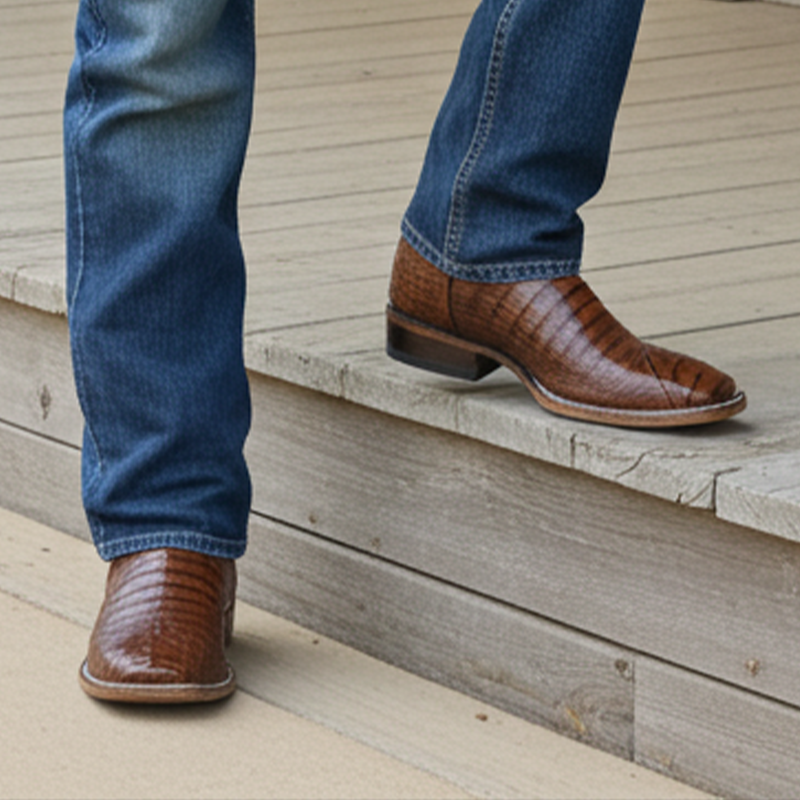 Load image into Gallery viewer, 8008 - RockinLeather Men&#39;s Sidney Caiman Square Toe Western Boot
