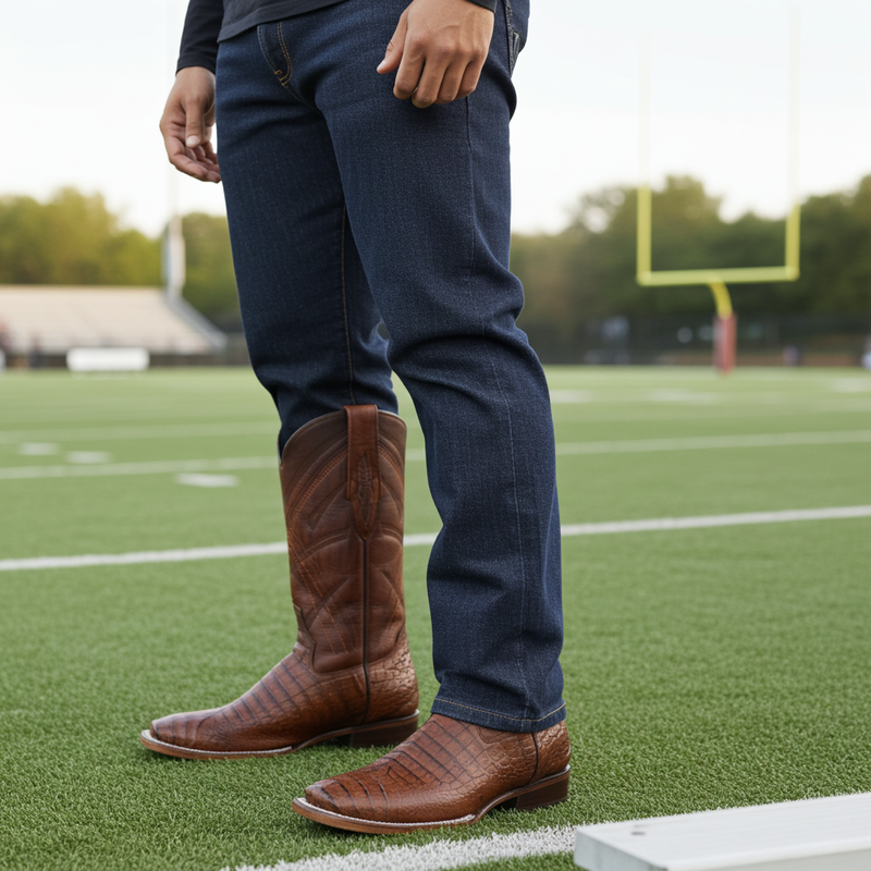 Load image into Gallery viewer, 8008 - RockinLeather Men&#39;s Sidney Caiman Square Toe Western Boot
