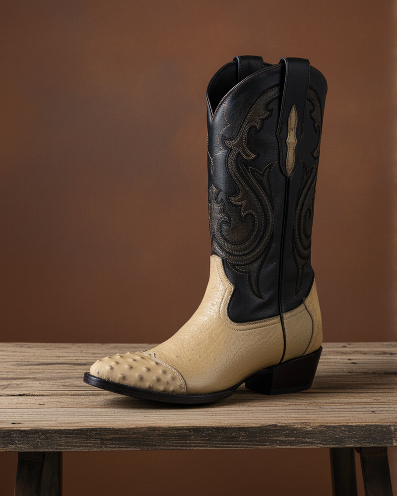 Load image into Gallery viewer, 8010 - RockinLeather Men&#39;s Orix Smooth Ostrich Pointed Toe Boot w/Full Quill Ostrich Toe
