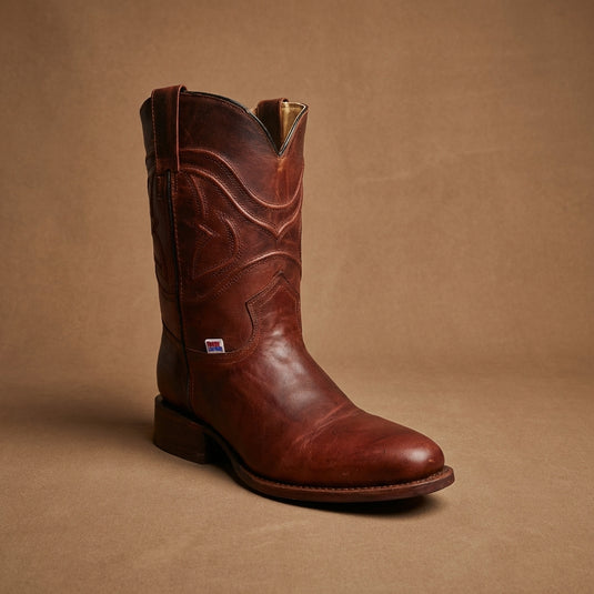 1253 - RockinLeather Men's Cognac Goat Roper Boot
