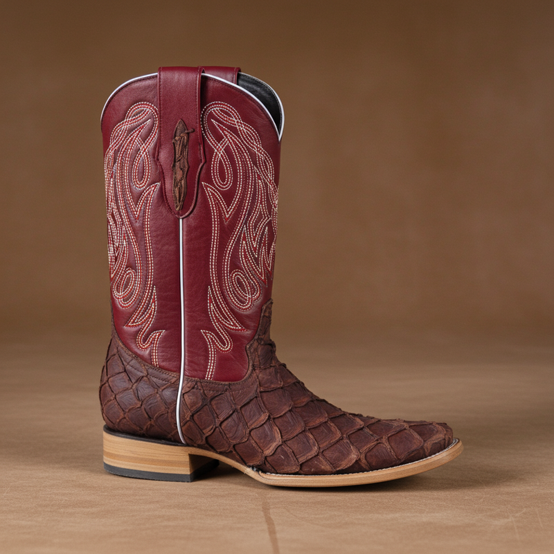 Load image into Gallery viewer, 8018 - RockinLeather Men&#39;s Genuine Pirarucu Square Toe Western Boot
