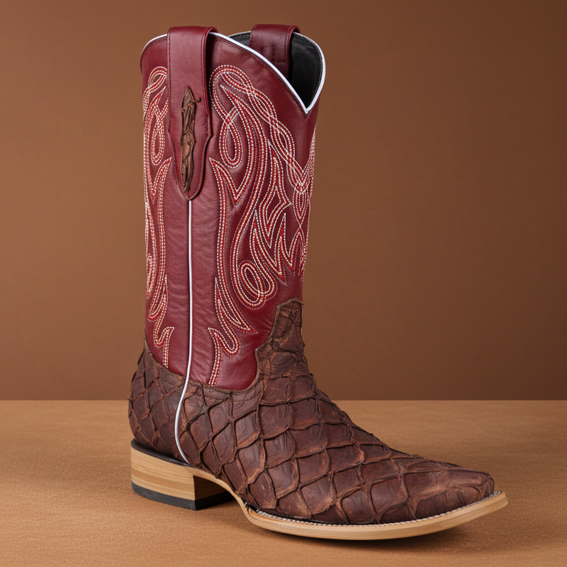 Load image into Gallery viewer, 8018 - RockinLeather Men&#39;s Genuine Pirarucu Square Toe Western Boot
