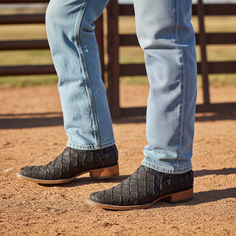 Load image into Gallery viewer, 8019 - RockinLeather Men&#39;s Genuine Pirarucu Square Toe Western Boot
