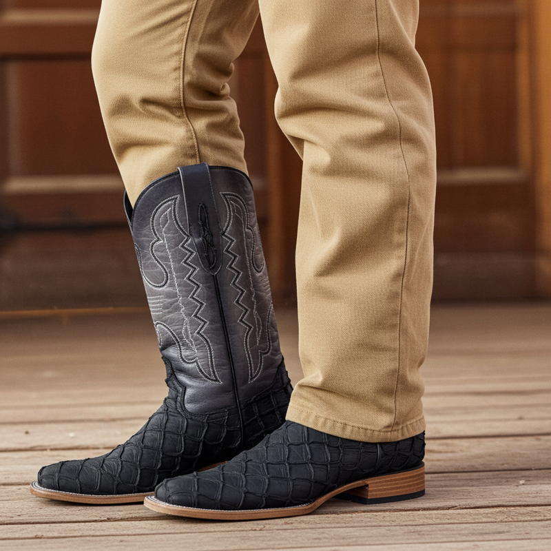 Load image into Gallery viewer, 8019 - RockinLeather Men&#39;s Genuine Pirarucu Square Toe Western Boot
