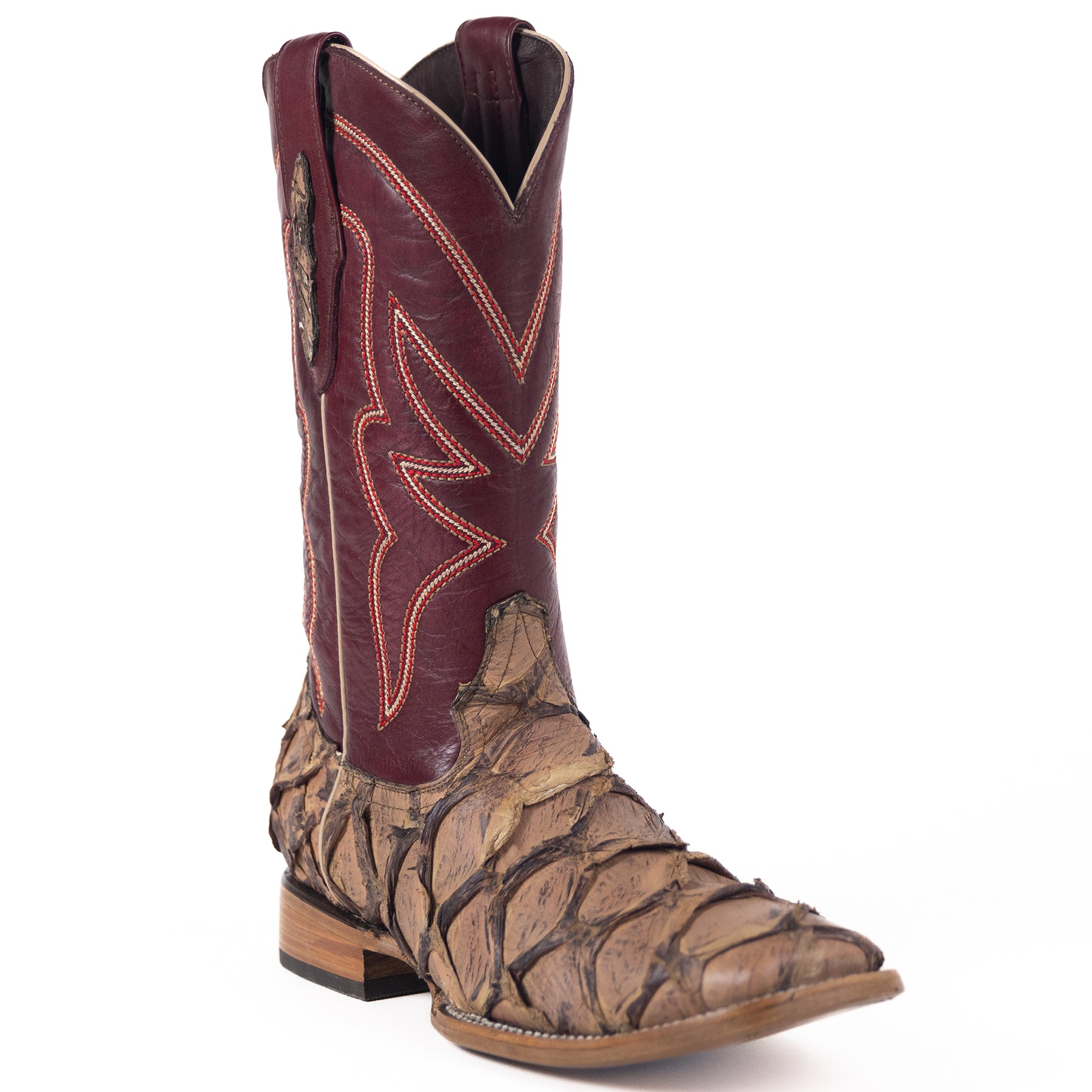 8020 - RockinLeather Men's Genuine Pirarucu Square Toe Western Boot