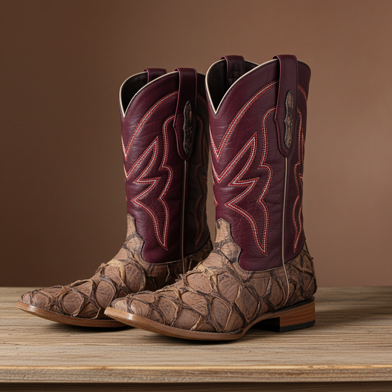 Load image into Gallery viewer, 8020 - RockinLeather Men&#39;s Genuine Pirarucu Square Toe Western Boot
