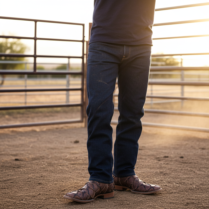 Load image into Gallery viewer, 8020 - RockinLeather Men&#39;s Genuine Pirarucu Square Toe Western Boot
