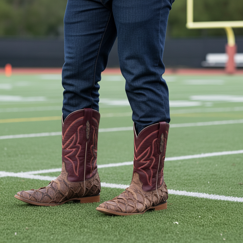 Load image into Gallery viewer, 8020 - RockinLeather Men&#39;s Genuine Pirarucu Square Toe Western Boot
