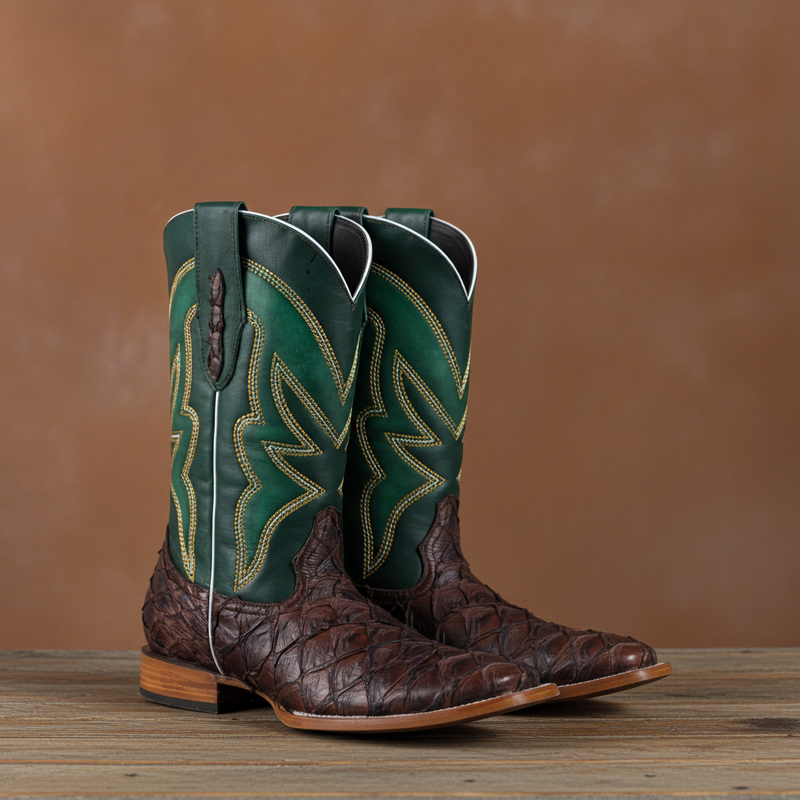 Load image into Gallery viewer, 8022 - RockinLeather Men&#39;s Genuine Pirarucu Square Toe Western Boot
