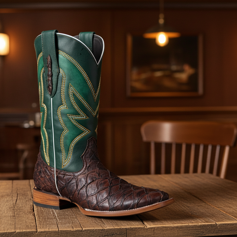 Load image into Gallery viewer, 8022 - RockinLeather Men&#39;s Genuine Pirarucu Square Toe Western Boot
