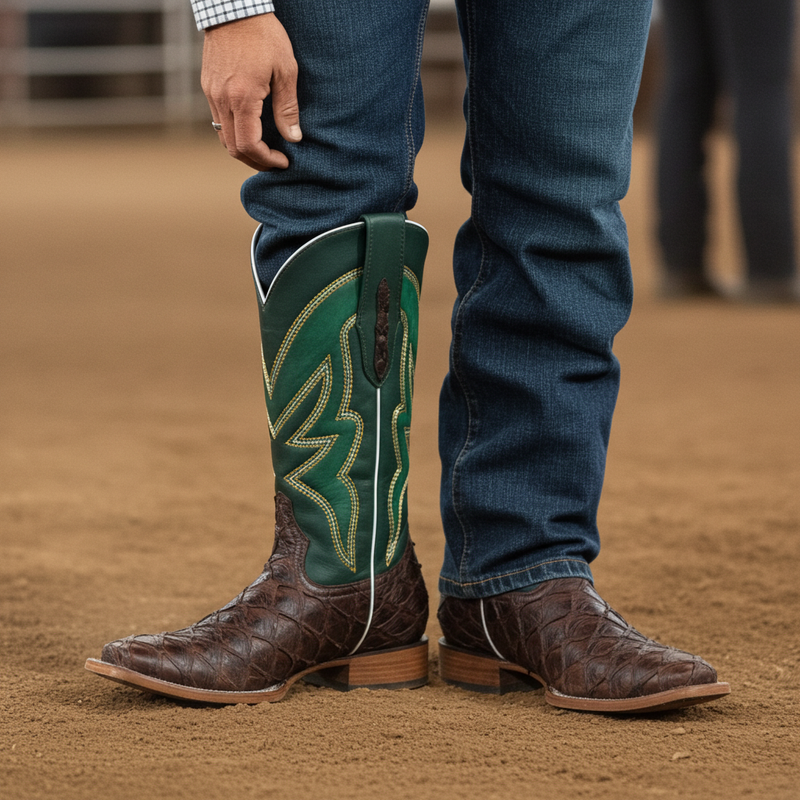 Load image into Gallery viewer, 8022 - RockinLeather Men&#39;s Genuine Pirarucu Square Toe Western Boot
