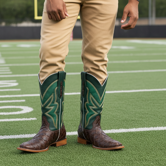 8022 - RockinLeather Men's Genuine Pirarucu Square Toe Western Boot