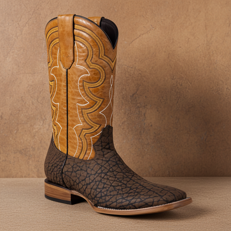 Load image into Gallery viewer, 8024 - RockinLeather Men&#39;s Chocolate Buffalo Square Toe Western Boot
