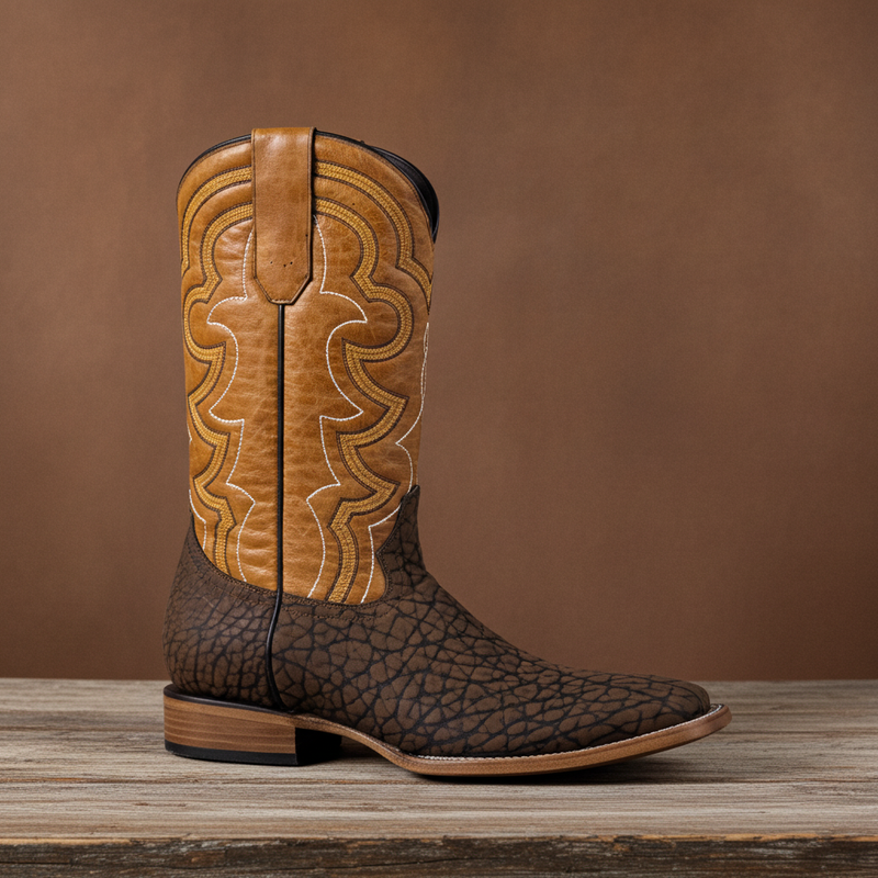 Load image into Gallery viewer, 8024 - RockinLeather Men&#39;s Chocolate Buffalo Square Toe Western Boot
