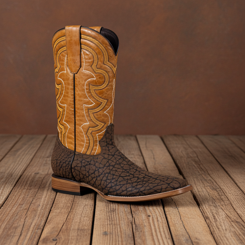 Load image into Gallery viewer, 8024 - RockinLeather Men&#39;s Chocolate Buffalo Square Toe Western Boot
