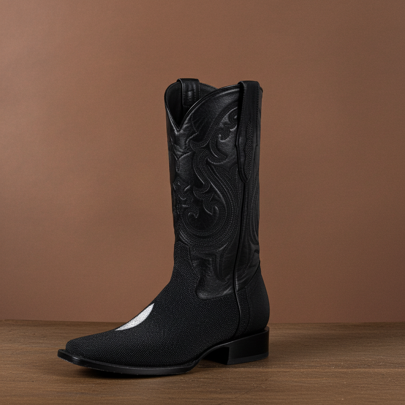 Load image into Gallery viewer, 8030 - RockinLeather Men&#39;s Genuine Black Stingray Square Toe Western Boot
