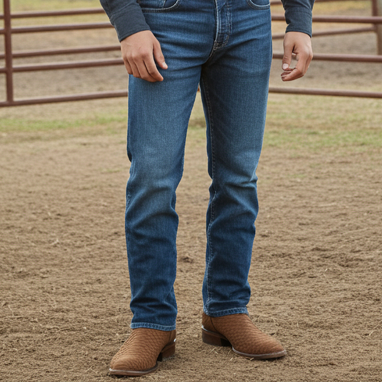 8031 - RockinLeather Men's Genuine Sanded Honey Python Boots With Zipper