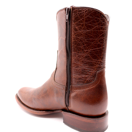 8032 - RockinLeather Men's Brown Zip Up Cowhide Western Boots