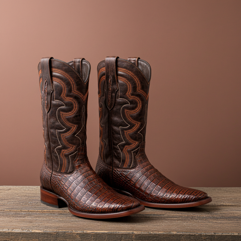 Load image into Gallery viewer, 8033 - RockinLeather Men&#39;s Caiman Square Toe Western Boot
