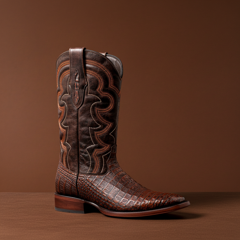Load image into Gallery viewer, 8033 - RockinLeather Men&#39;s Caiman Square Toe Western Boot
