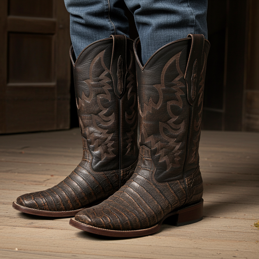 8035 - RockinLeather Men's Caiman Square Toe Western Boot