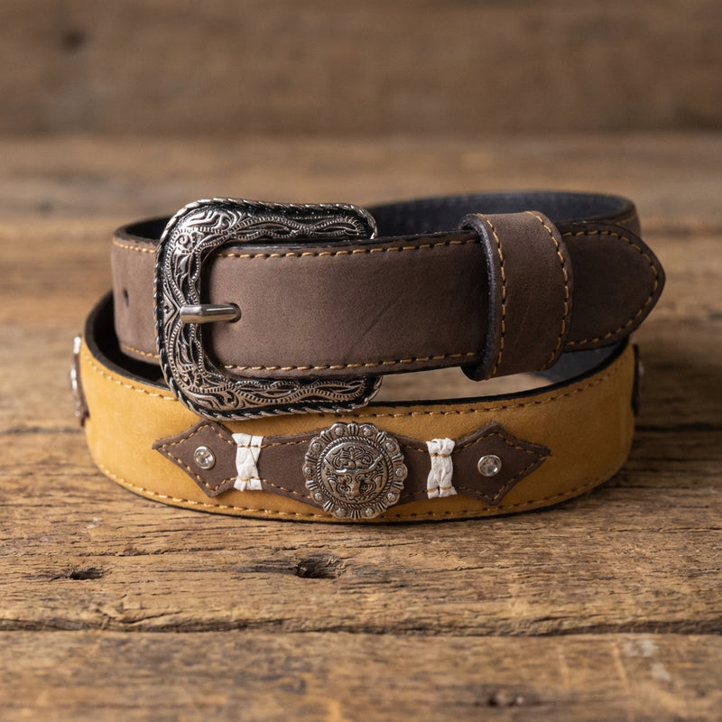 Load image into Gallery viewer, B1035 - RockinLeather Children's Brown &amp; Tan Leather Belt
