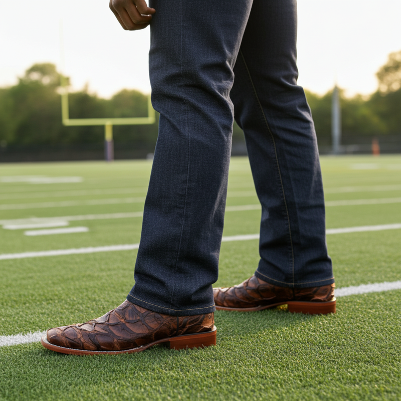 Load image into Gallery viewer, 8037 - RockinLeather Men&#39;s Genuine Pirarucu Square Toe Western Boot
