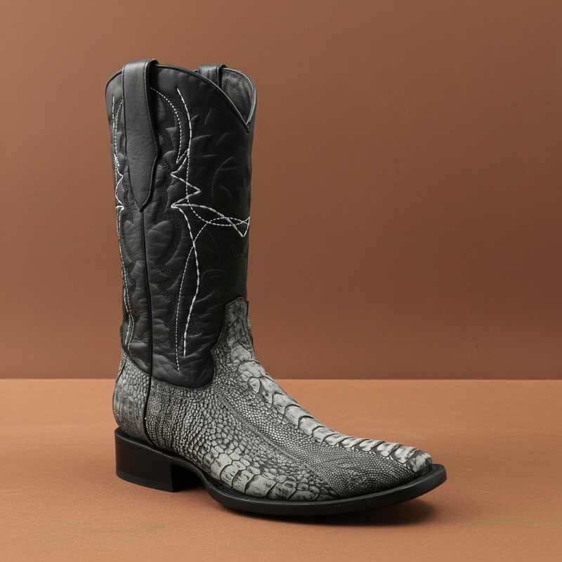 Load image into Gallery viewer, 8038 - RockinLeather Men&#39;s Grey Ostrich Leg Square Toe Western Boot
