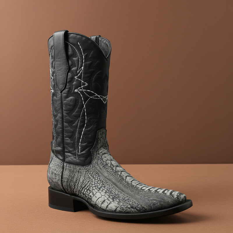 Load image into Gallery viewer, 8038 - RockinLeather Men&#39;s Grey Ostrich Leg Square Toe Western Boot
